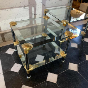 Pair of Hollywood Regency Style 'Seashell' Coffee Tables / Bedsides, 1970s