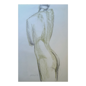 GEORGES (Géo) DE VLAMYNCK 'Nu de Femme Abstrait H' tableau technique mixte, fusain encre craie sur papier mouillé