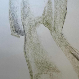 GEORGES (Géo) DE VLAMYNCK 'Nu de Femme Abstrait H' tableau technique mixte, fusain encre craie sur papier mouillé