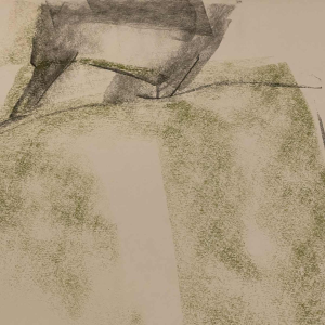 GEORGES (Géo) DE VLAMYNCK 'Nu de Femme Abstrait H' tableau technique mixte, fusain encre craie sur papier mouillé