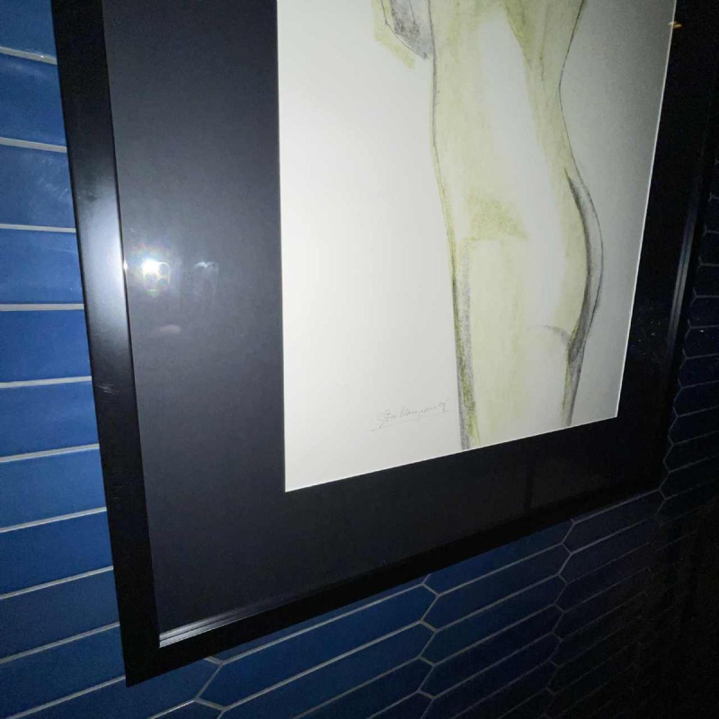 GEORGES (Géo) DE VLAMYNCK 'Abstract Female Nude H' mixed media painting, charcoal and chalk ink on wet paper