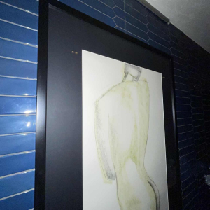 GEORGES (Géo) DE VLAMYNCK 'Abstract Female Nude H' mixed media painting, charcoal and chalk ink on wet paper