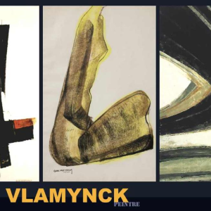 GEORGES (Géo) DE VLAMYNCK 'Nu de Femme Abstrait H' schilderij / gemengde techniek, houtskool, inkt en krijt op nat papier