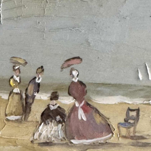Victor DOUMONT «Scène de plage belle époque» tableau huile sur panneau