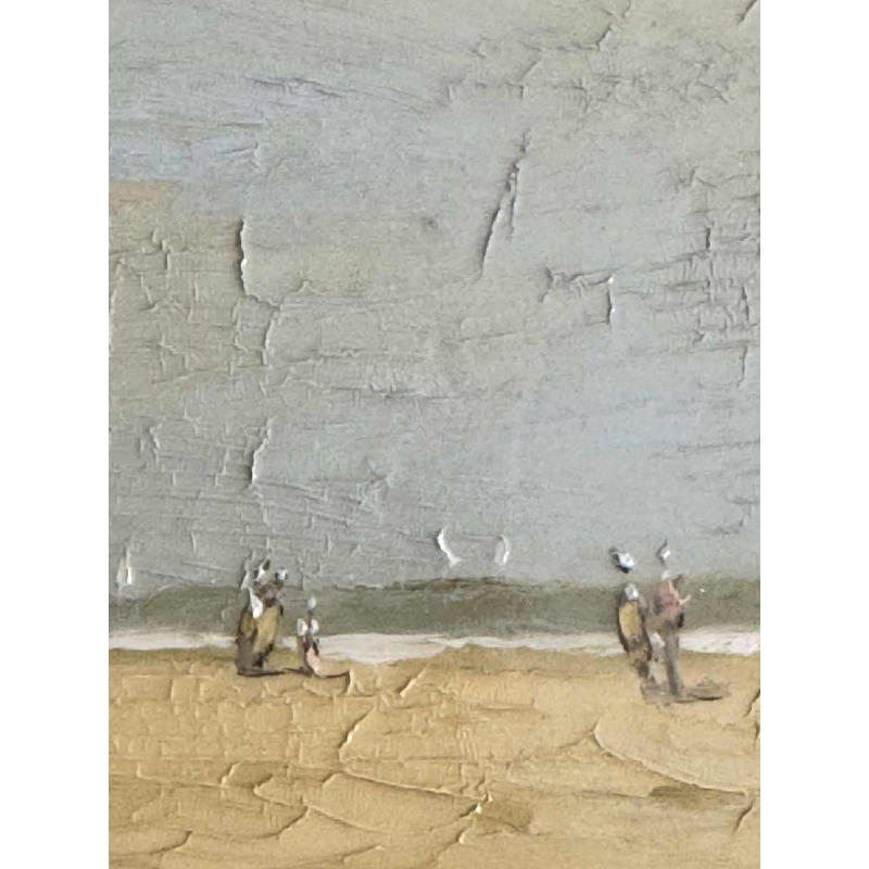 Victor DOUMONT ‘Beach scene from the Belle Époque’ oil painting on panel