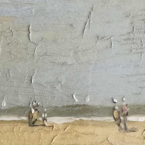 Victor DOUMONT ‘Beach scene from the Belle Époque’ oil painting on panel