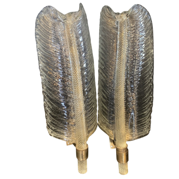 Attribué à André ARBUS: paire d'appliques plumes par VERONESE (Paris - Murano)