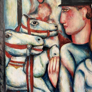 Marcel HOCQ (1933-2021): « De galopperende carrousel» schilderij
