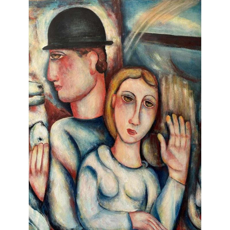 Marcel HOCQ (1933-2021): "The galloping carrousel » painting