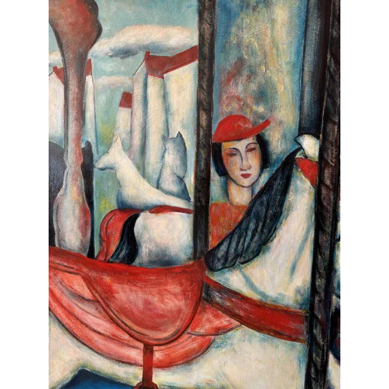 Marcel HOCQ (1933-2021): « De galopperende carrousel» schilderij