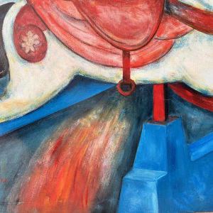 Marcel HOCQ (1933-2021): « De galopperende carrousel» schilderij