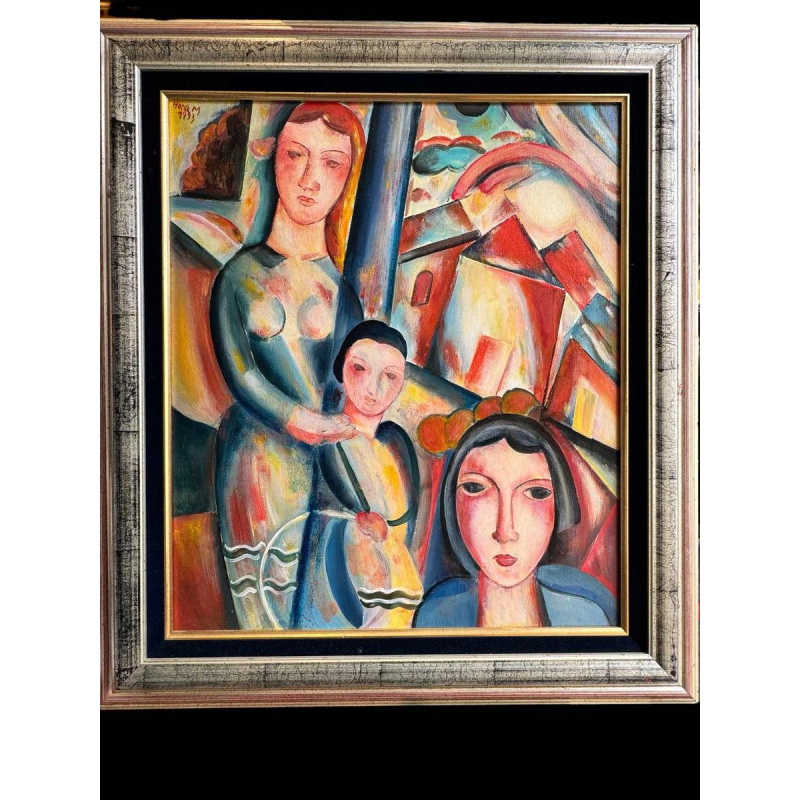 Marcel HOCQ (1933-2021): "Au square» peinture