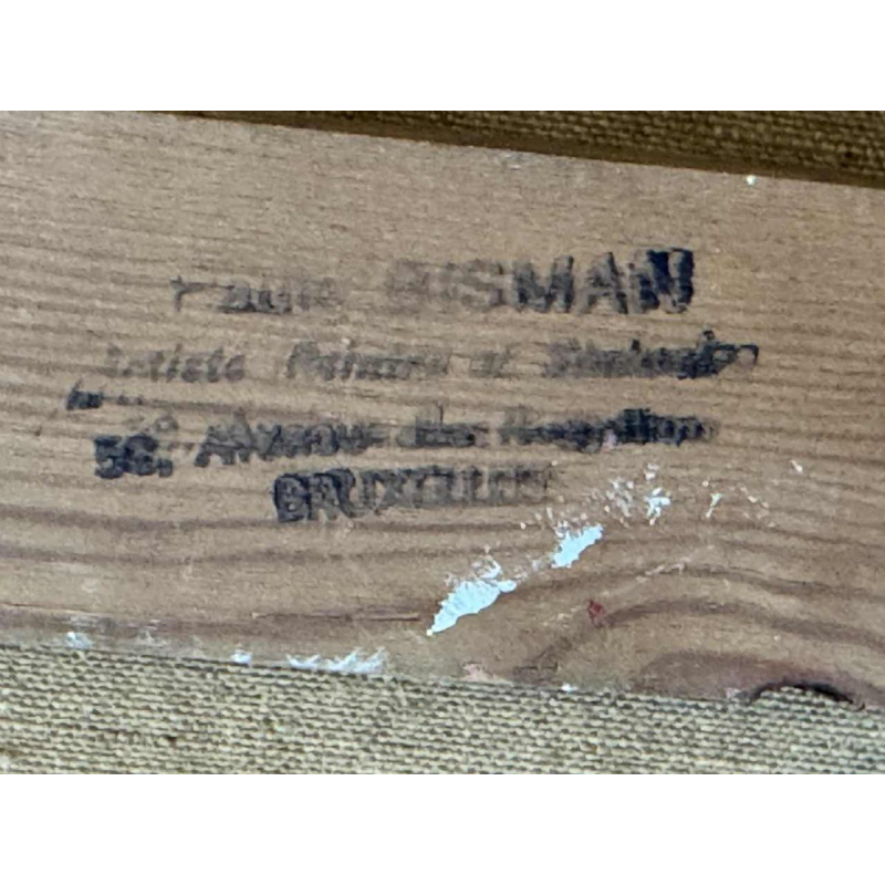 Paule BISMAN “Pêcheurs dans un coin d'Ardenne“ oil on canvas