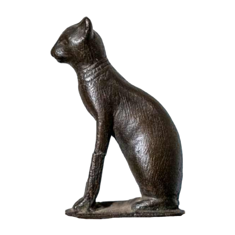 Bronzen beeldje dat de godin Bastet voorstelt Egypte, Late Periode, 664 tot 332 v.Chr.