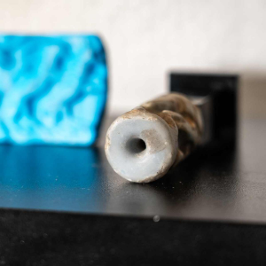 Blue-grey aragonite cylinder seal, Euphrates valley, Third Dynasty, Mesopotamia ca 2600-2334