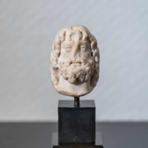 Marble head of Zeus-Serapis, sculpture from the Roman period, 2nd to 3rd century A. D