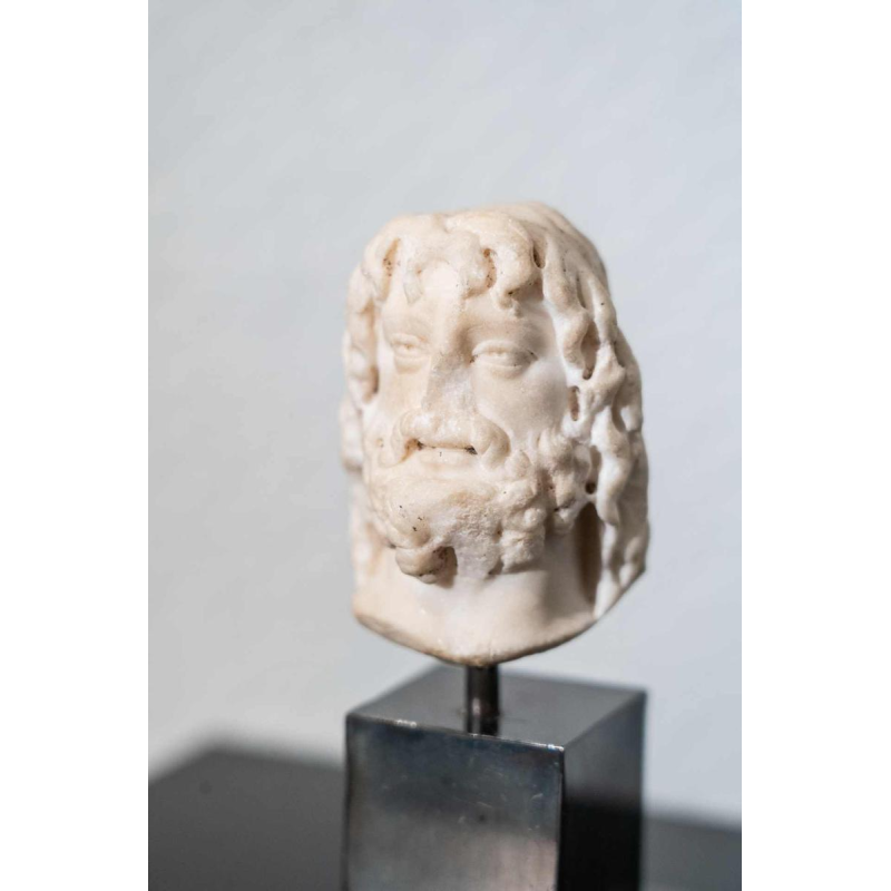 Marble head of Zeus-Serapis, sculpture from the Roman period, 2nd to 3rd century A. D