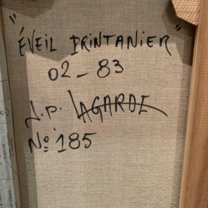 LAGARDE Jean-Pierre peintre "naïf" huile sur toile intitulée "Eveil printanier"