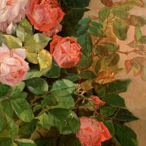 Alexandre Debrus "bunch of roses with drops of water" oil on canvas 61x49 cm