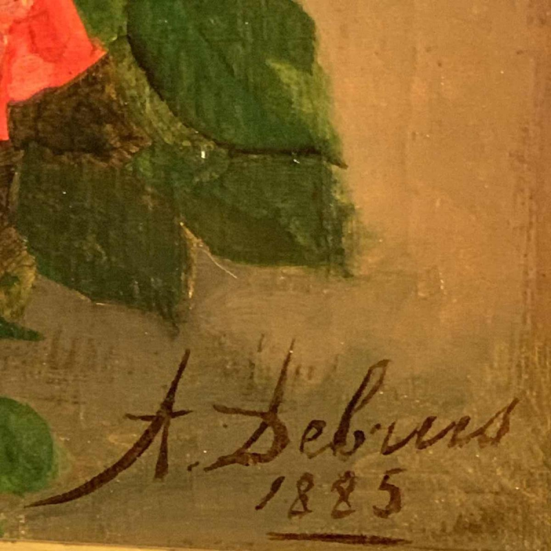 Alexandre Debrus "boeket rozen met waterdruppels" olie op doek 61x49 cm