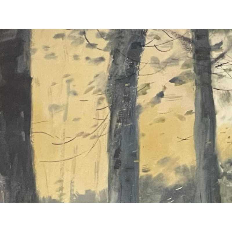 Maurice Hagemans aquarelle « le troupeau de moutons et son berger »