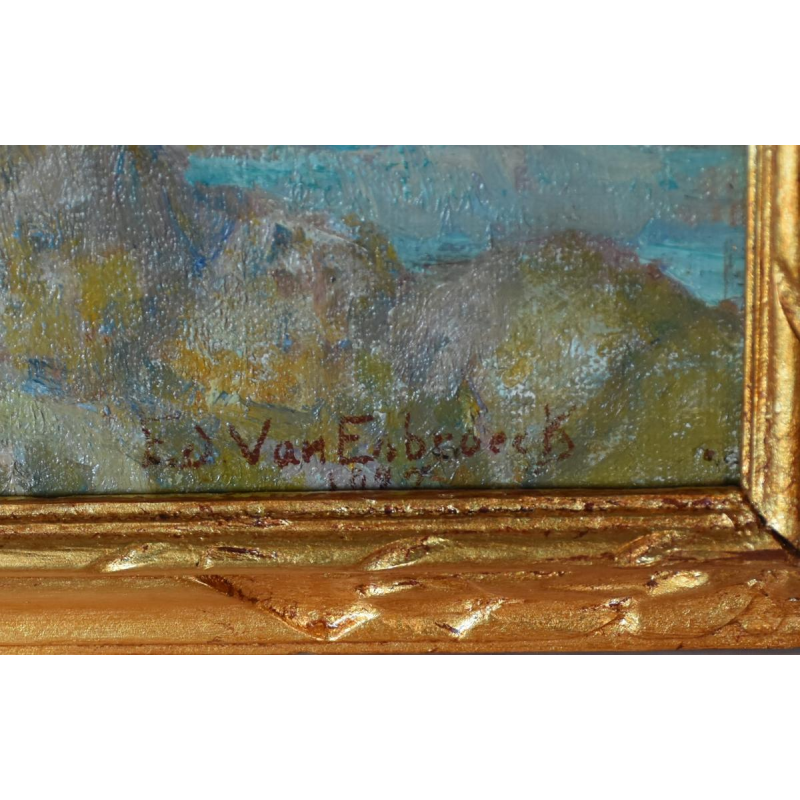Édouard Van Esbroeck (1869–1949) – Peintre belge - Huile sur toile datée 1927 – Vue marine
