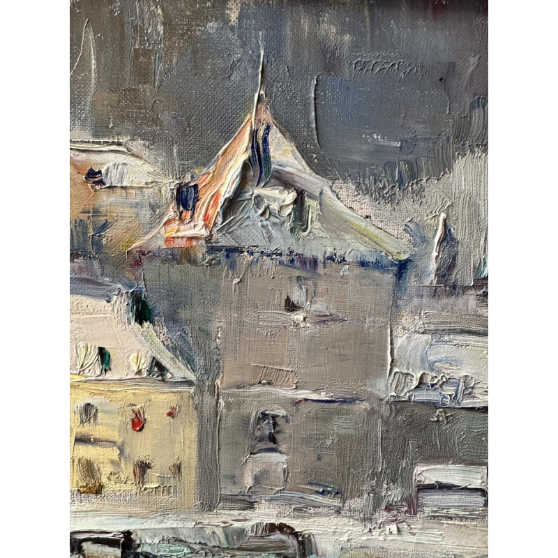 Renée PRINZ “The Meuse at Lives-sur-Meuse in winter” oil painting on canvas