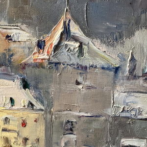 Renée PRINZ “De Maas bij Lives-sur-Meuse in de winter” olieverfschilderij op doek
