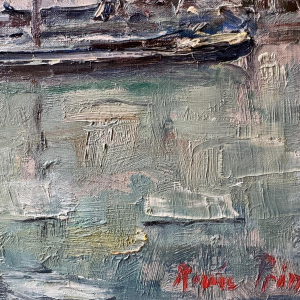 Renée PRINZ “The Meuse at Lives-sur-Meuse in winter” oil painting on canvas