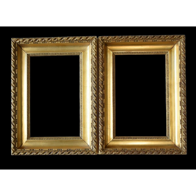 Pair of antique gilt leaf frames – 19th century