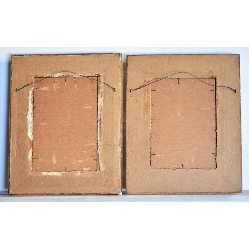 Paire de tableaux - scènes animées de marchés aux fleurs, XXe s