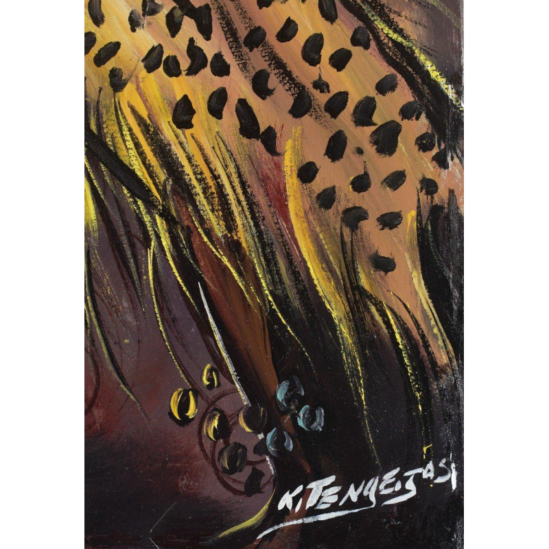 KITENGE Joseph, traditional dance scene, oil on canvas, Congo 20th century