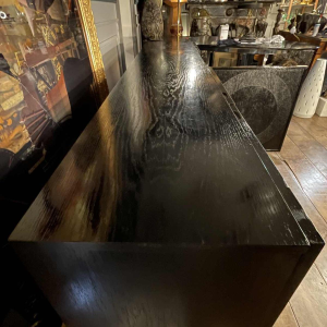 De Coene Frères, Vintage Op'Art Brutalist Sideboard, Black Oak Aluminum 1970