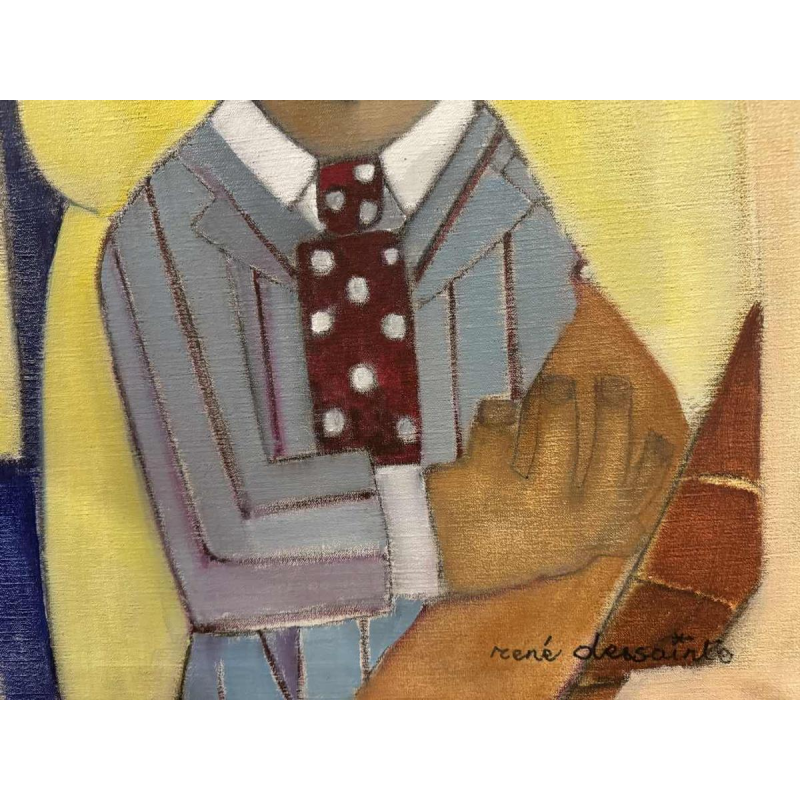 René Dessainte: « Arthur 1st of the classroom » painting oil on canvas