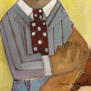 René Dessainte: « Arthur 1ste van de klas » schilderij olie op doek