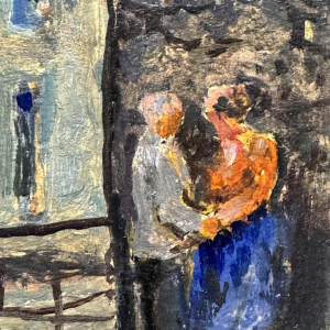 Albert DANDOY 'Couple damoureux près de lArsenal à Namur' peinture huile sur carton
