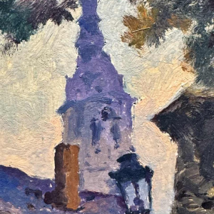 Albert DANDOY 'Couple damoureux près de lArsenal à Namur' peinture huile sur carton