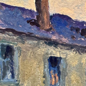 Albert DANDOY 'Couple damoureux près de lArsenal à Namur' peinture huile sur carton