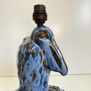 Sculpture 'Pélican' pied de lampe / encrier Art Déco en grès fin émaillé, ca 1930