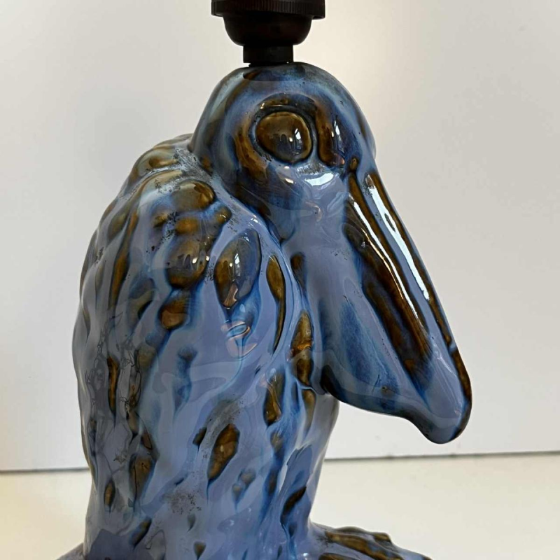 Pelican' sculpture lamp base / inkwell Art Deco in fine glazed stoneware, ca 1930