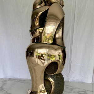 Domenico Colanzi “Moederschap” sculptuur in verguld brons, Italië eind 20e eeuw