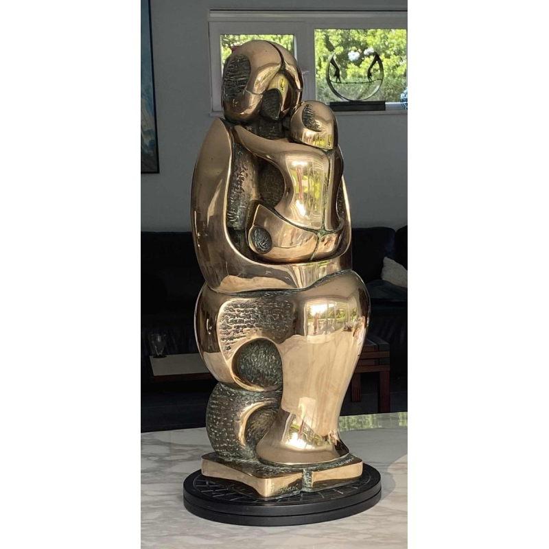 Domenico Colanzi “Maternité“ sculpture en bronze doré, Italie fin XXe s