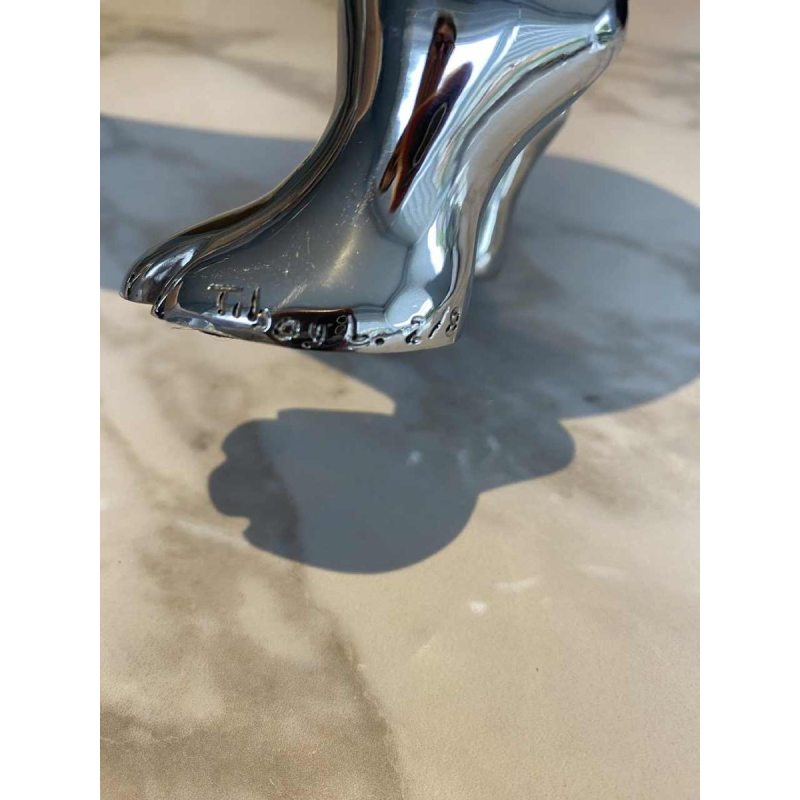 Laszlo Tibay "Dachshund" Sculpture of a dog in stainless steel