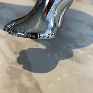 Laszlo Tibay "Dachshund" Sculpture of a dog in stainless steel