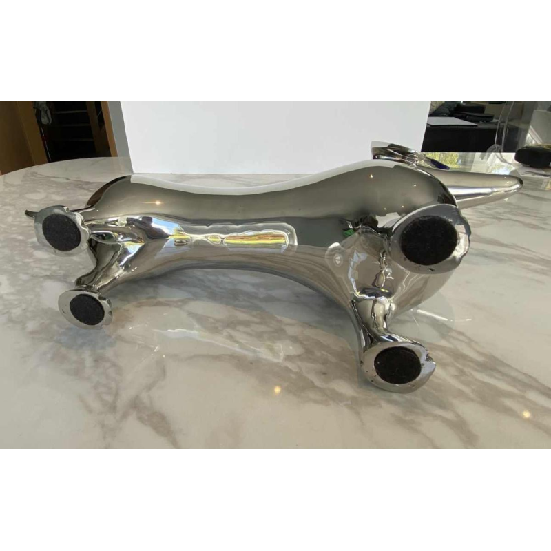 Laszlo Tibay "Dachshund" Sculpture of a dog in stainless steel