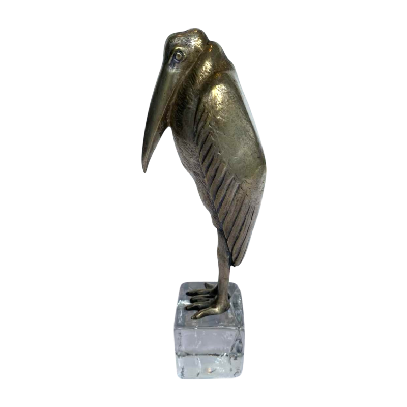 Marcel Guillemard Gieter “Maraboe-ooievaar” Art Deco verzilverd brons sculptuur, ca 1930