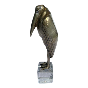 Marcel Guillemard Founder “Marabou stork“ Art Deco silver-plated bronze sculpture, ca 1930