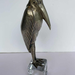 Marcel Guillemard Founder “Marabou stork“ Art Deco silver-plated bronze sculpture, ca 1930