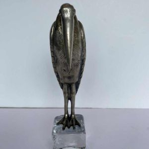 Marcel Guillemard Gieter “Maraboe-ooievaar” Art Deco verzilverd brons sculptuur, ca 1930