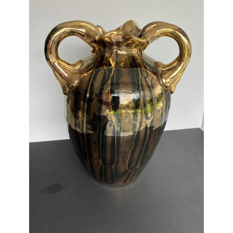 Louis Auguste Dage, vase en céramique mordorée